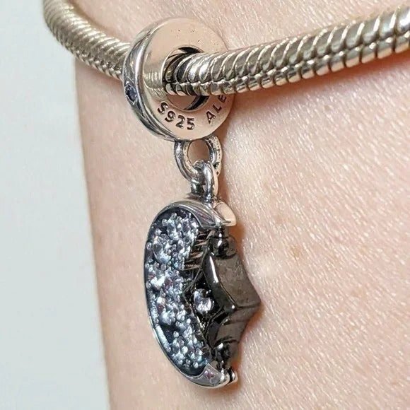 Pandora Sparkling Crescent Moon & Spinnable Star Dangle Charm - Picture 4 of 4